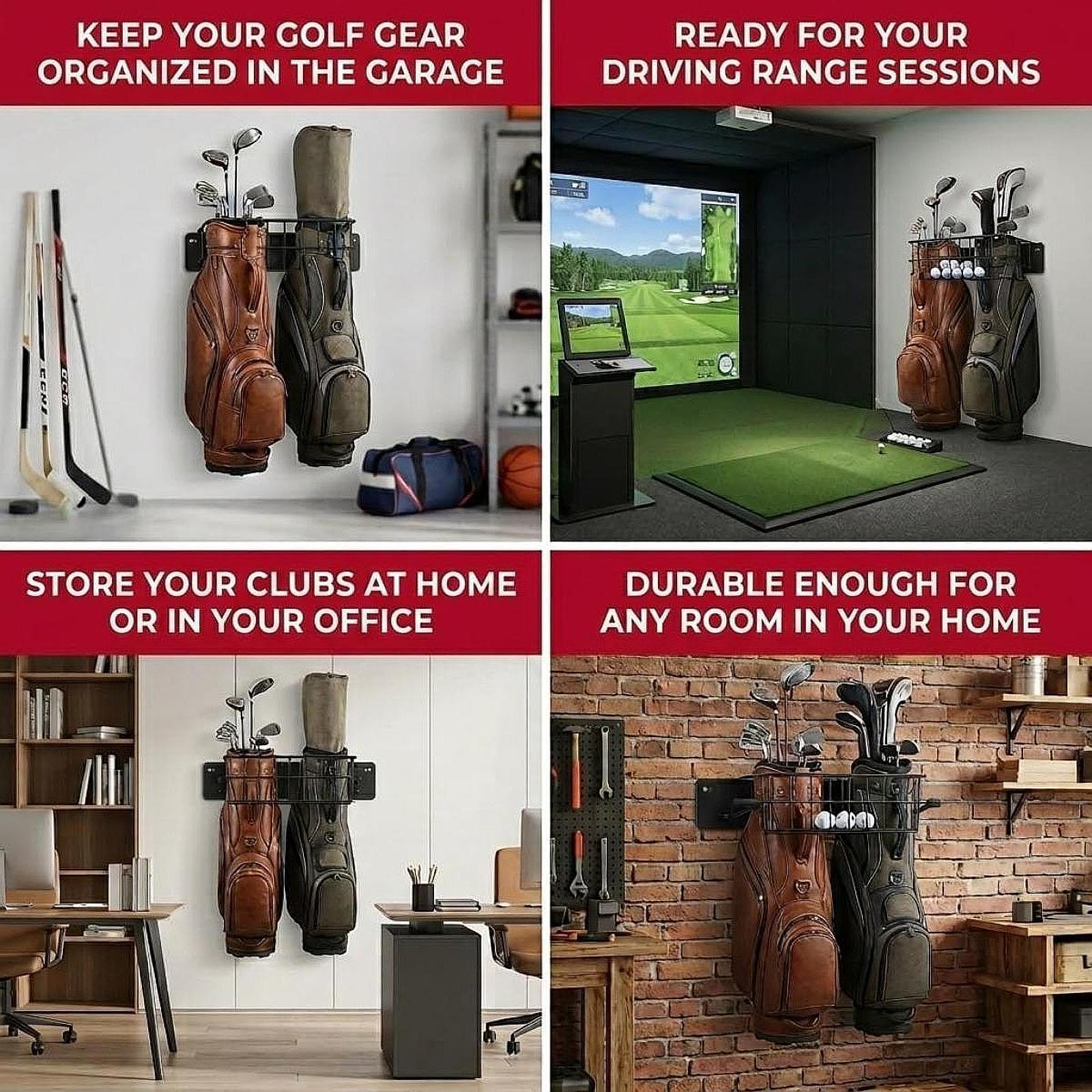 Golf Equipment Garage Storage - Stojak na torby golfowe z podwójnym