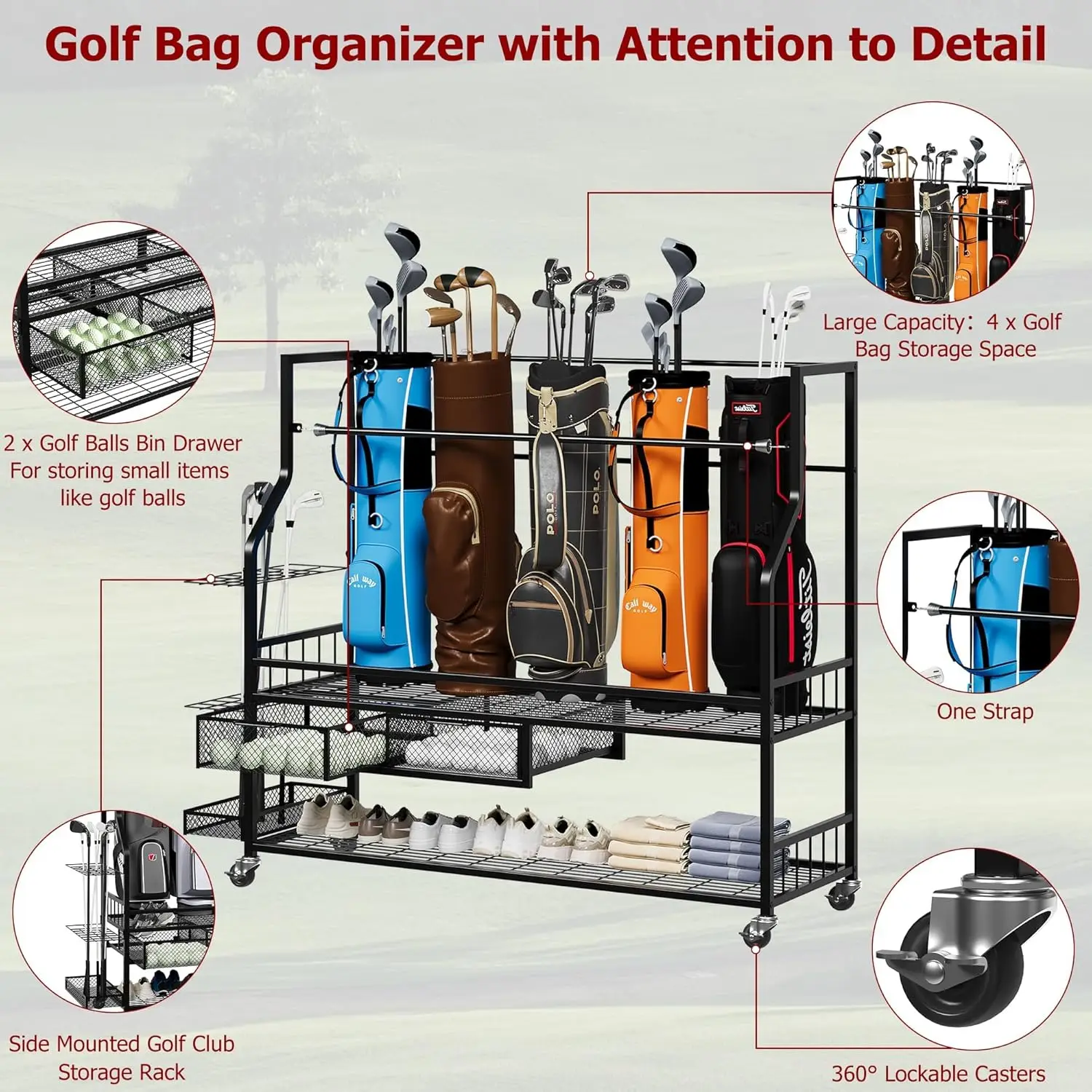 Wielofunkcyjny regał na torby  – Golf Equipment Garage Storage recenzja i cena