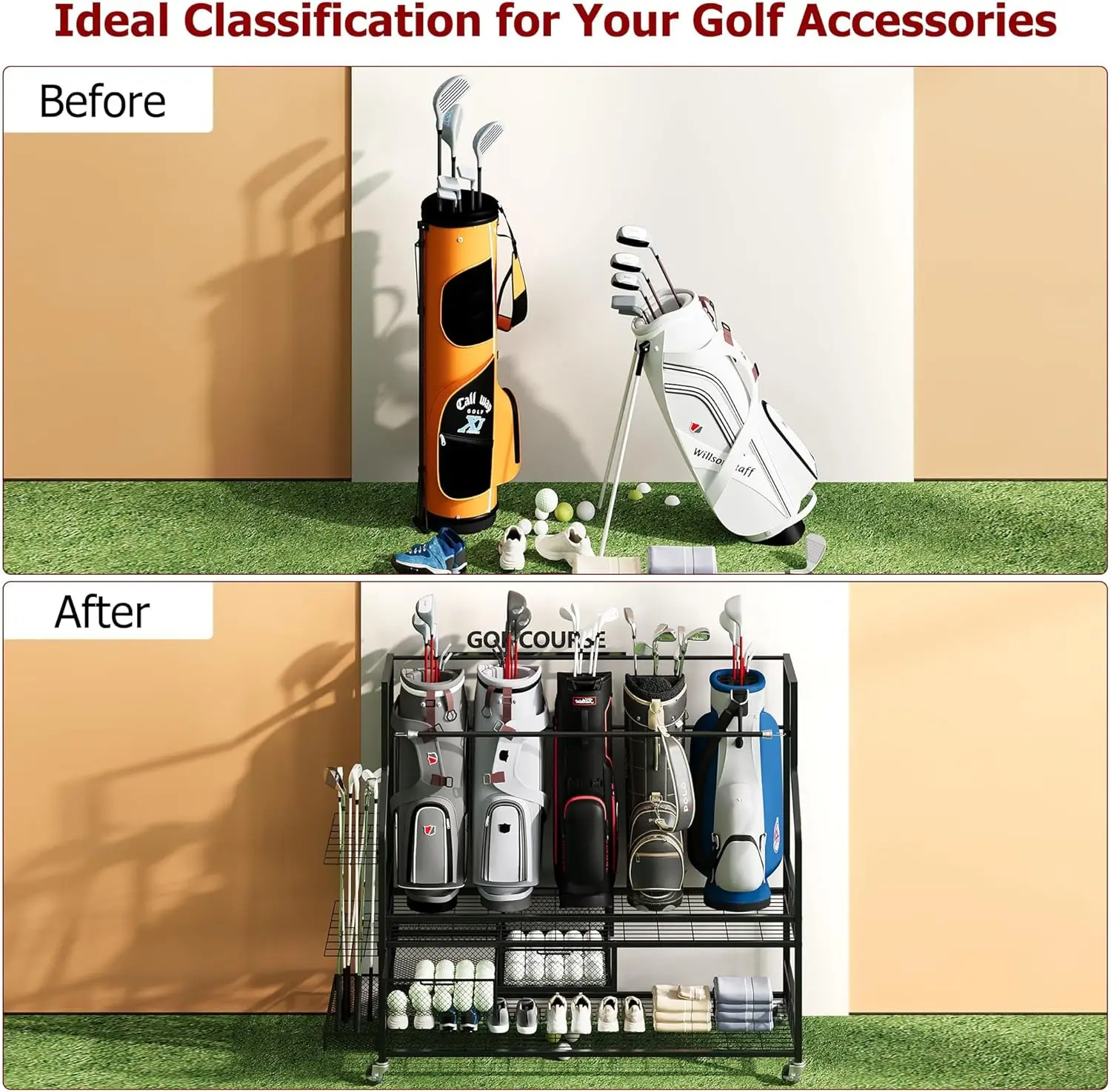 Wielofunkcyjny regał na torby  – Golf Equipment Garage Storage recenzja i cena